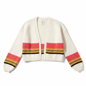 Billabong Cropped Take Me‎ There Cardigan Sweater Retro Rainbow